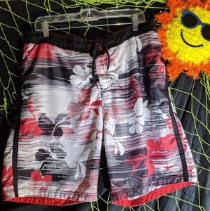 Speedo Red, White and Black Men's L Board Shorts